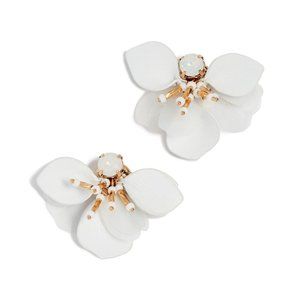 Kate Spade White Leather Flower Earrings